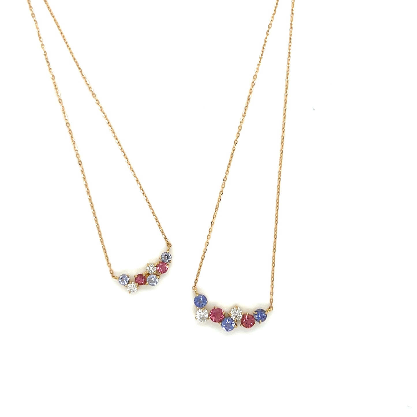 Dreamy Wavy Smile Necklace 0.14ct
Tanzanite/Pink Tourmaline: 0.3ct