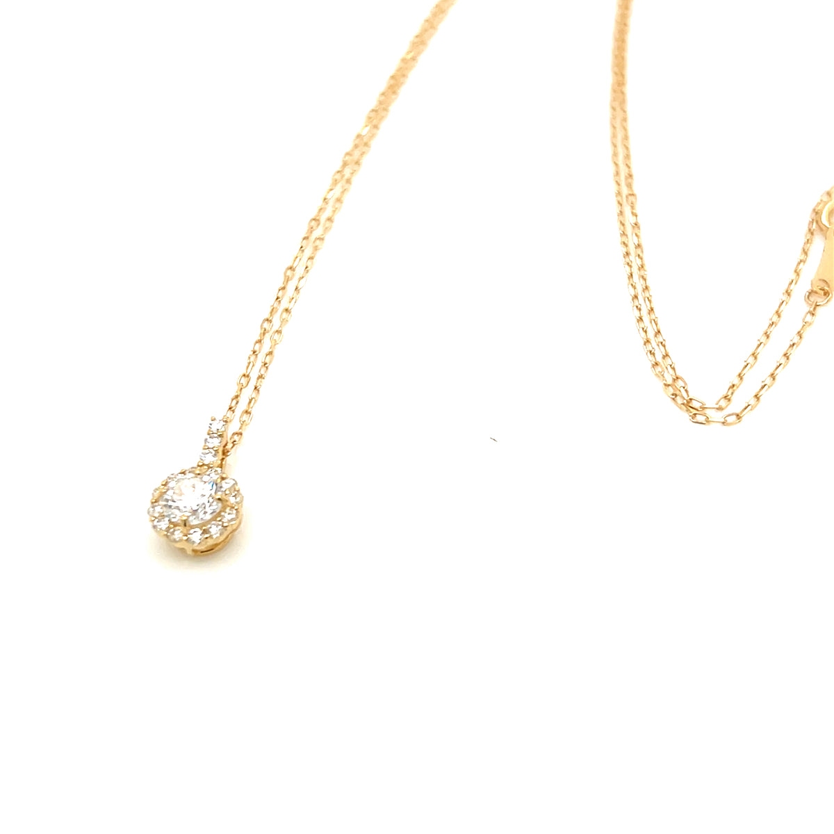 CGL Diamond Bail Halo Necklace 0.3/0.12ct/F/SI1/GD