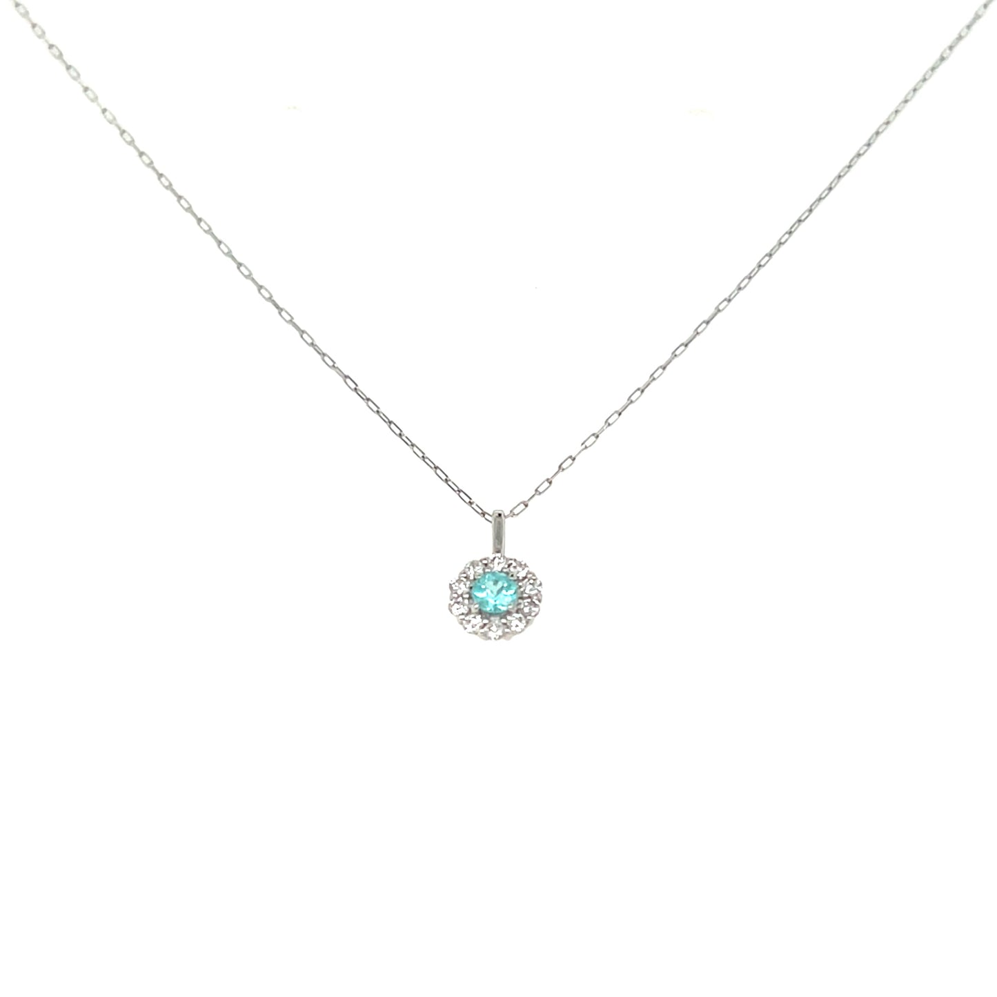 Pariba Tourmaline Round Flower Necklace 0.05/0.06ct