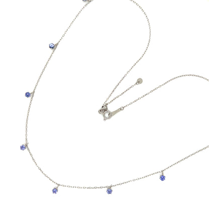 Platinum necklace with tanzanite on a white background