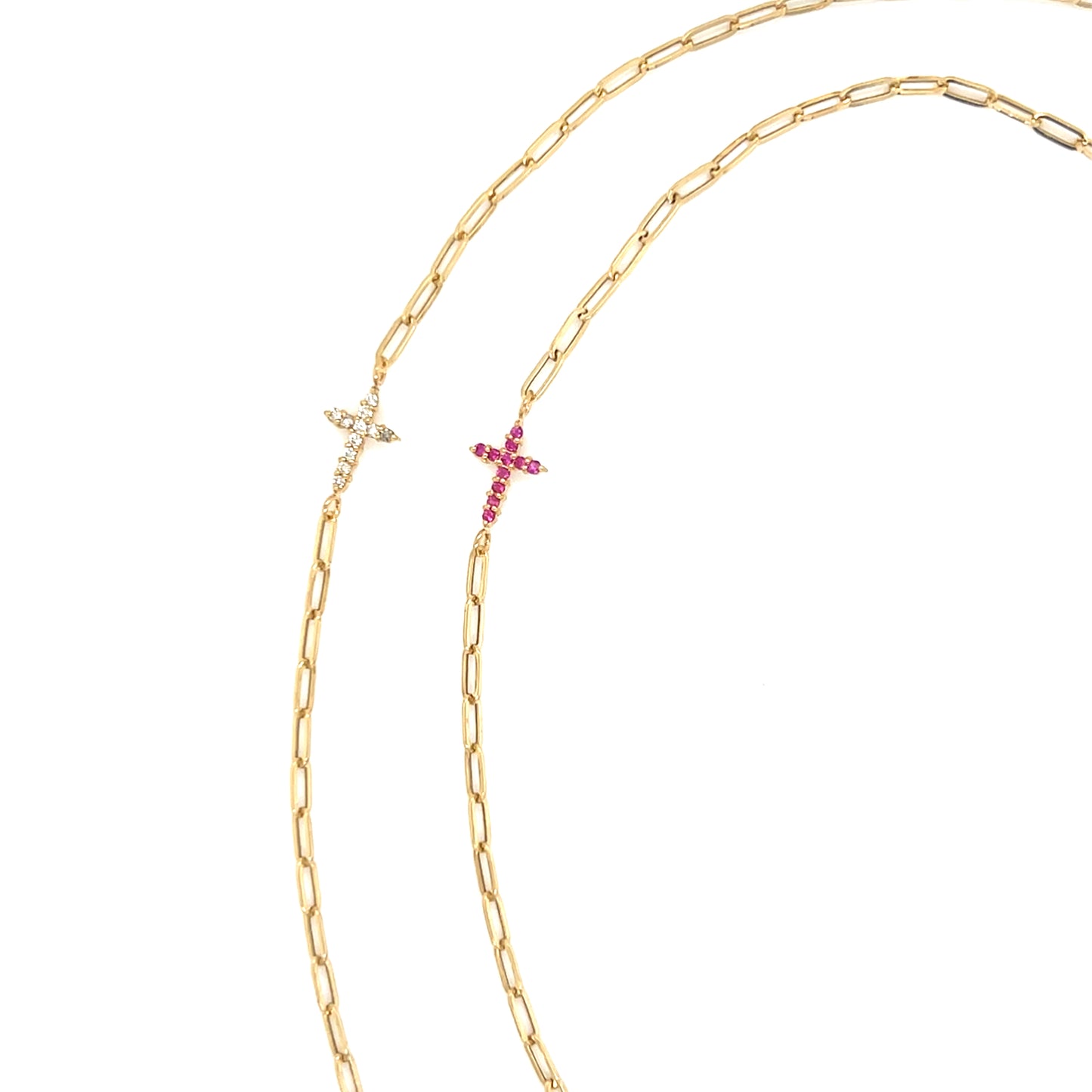 Paperclip Cross Bracelet 0.05ct