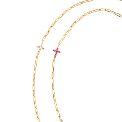 Paperclip Cross Bracelet 0.05ct