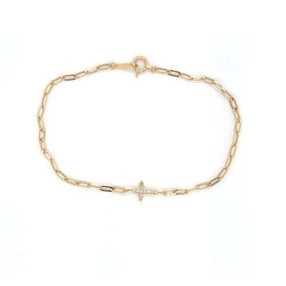 Paperclip Cross Bracelet 0.05ct