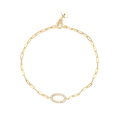 Paperclip Hollow Oval Bracelet 0.1ct