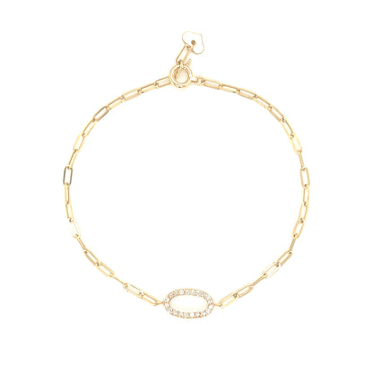 Paperclip Hollow Oval Bracelet 0.1ct