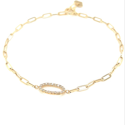 Paperclip Hollow Oval Bracelet 0.1ct