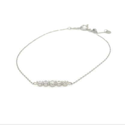 White gold bracelet with small bar on a white background