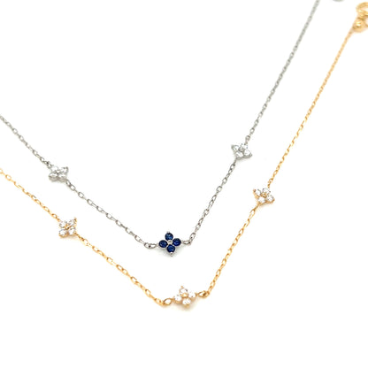 Sapphire Clover Station Bracelet 0.05/0.1ct