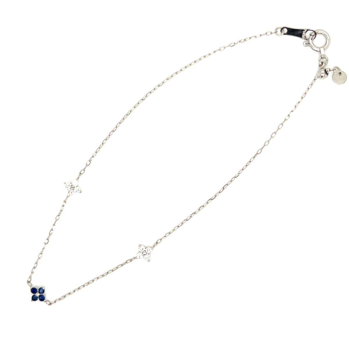 Sapphire Clover Station Bracelet 0.05/0.1ct