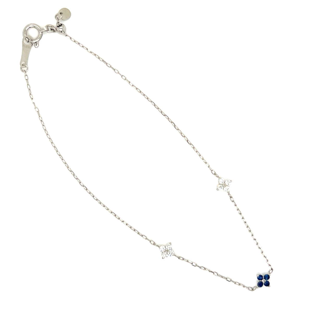 Sapphire Clover Station Bracelet 0.05/0.1ct