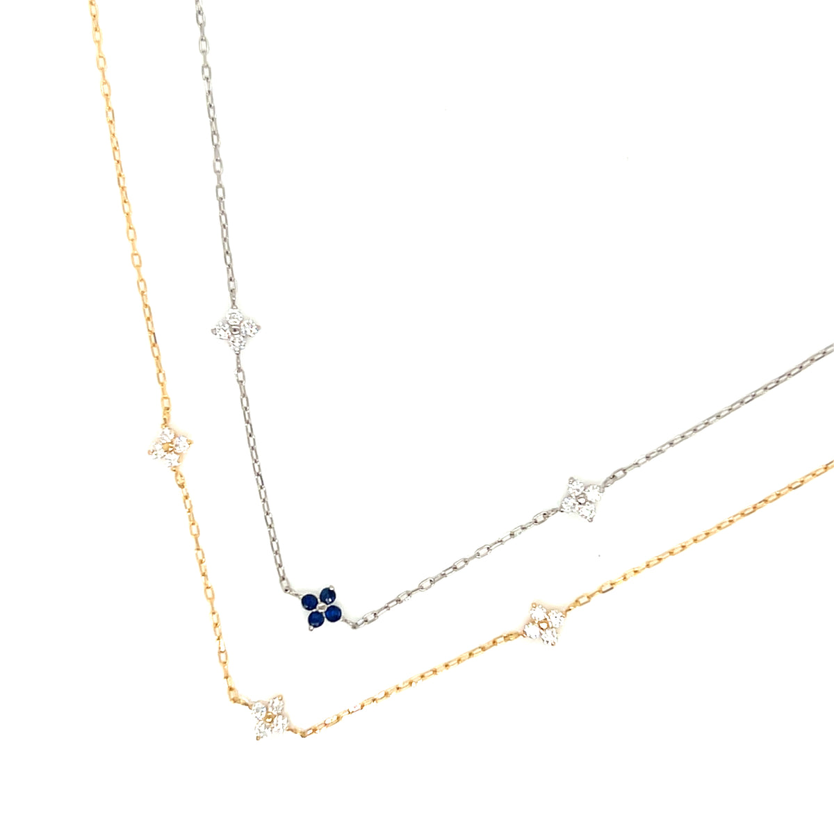 Sapphire Clover Station Bracelet 0.05/0.1ct