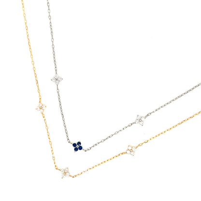 Sapphire Clover Station Bracelet 0.05/0.1ct