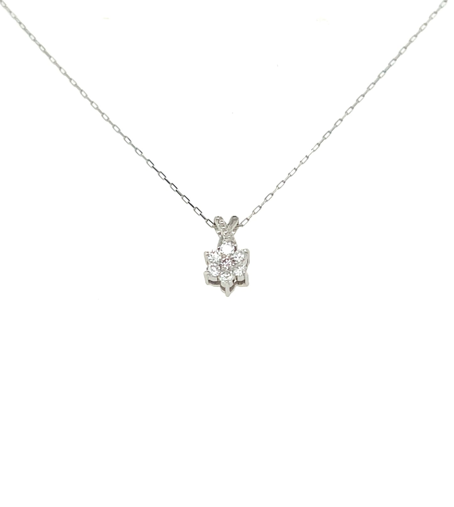 Pink Dia Hexagram Star V Necklace 0.01/0.08ct