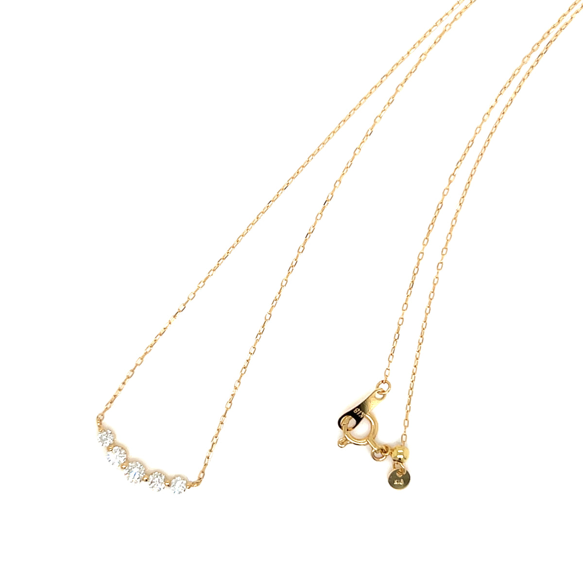 Heart & Cupid cut 5 Dia Smile Necklace 0.3ct