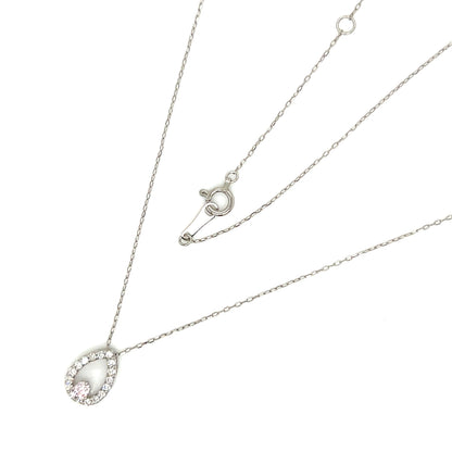 Pink Dia Waterdrop Necklace 0.06/0.14ct