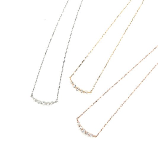 5 Dia Smile Necklace 0.04ct