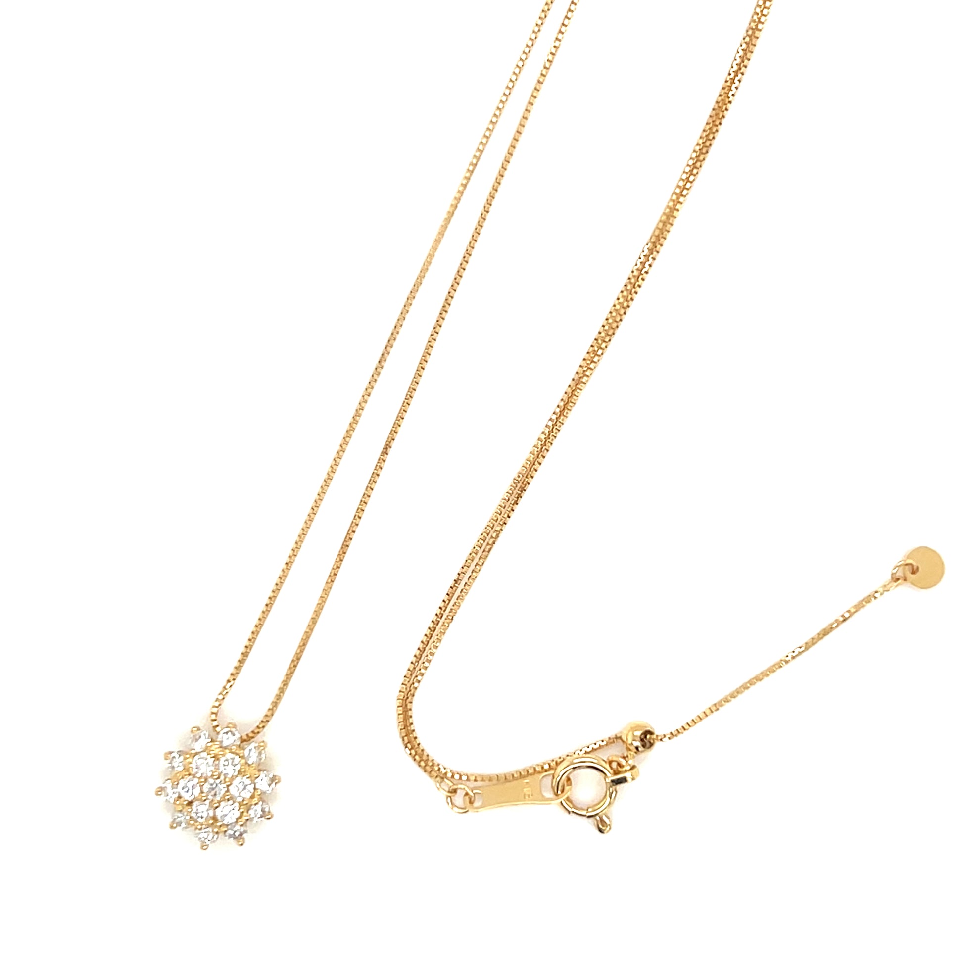 snowflakes 18k gold necklace with a clasp on a white background