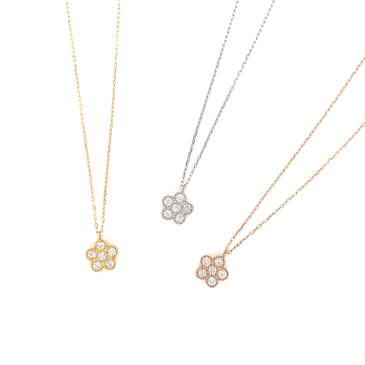 HC 5 Petals Flower Necklace 0.18ct