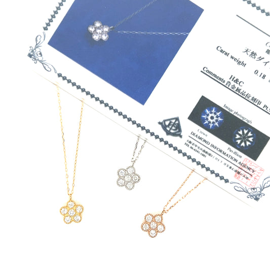 HC 5 Petals Flower Necklace 0.18ct