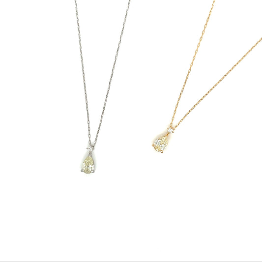 Slight Yellow diamond Pear Shape Necklace 0.23/0.01ct
