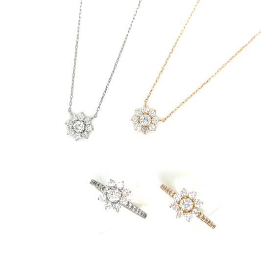 CGL Sunflower Necklace 0.2/0.4ct/E/SI2/GD