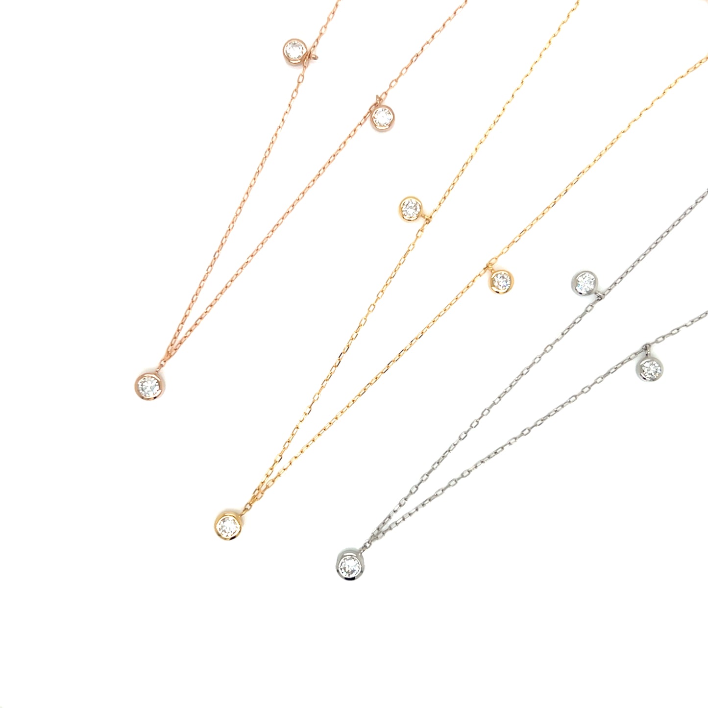 3 Bezel Dia Necklace 0.3ct
