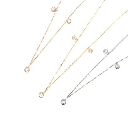 3 Bezel Dia Necklace 0.3ct