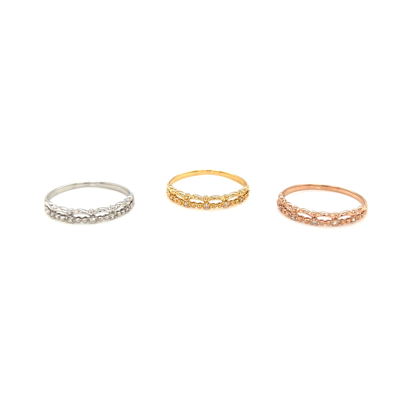 Pinky Antique Beads Ring 0.02ct