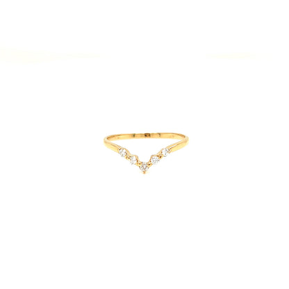Gold ring with small diamonds on a white background