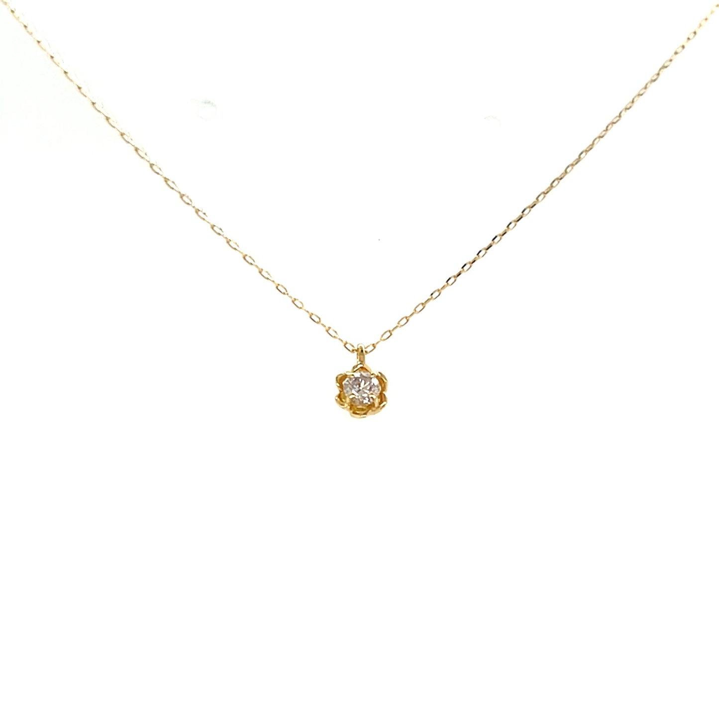 Single Dia Flower Necklace 0.1ct