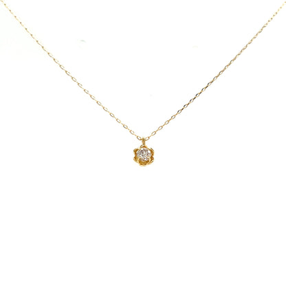 Single Dia Flower Necklace 0.1ct
