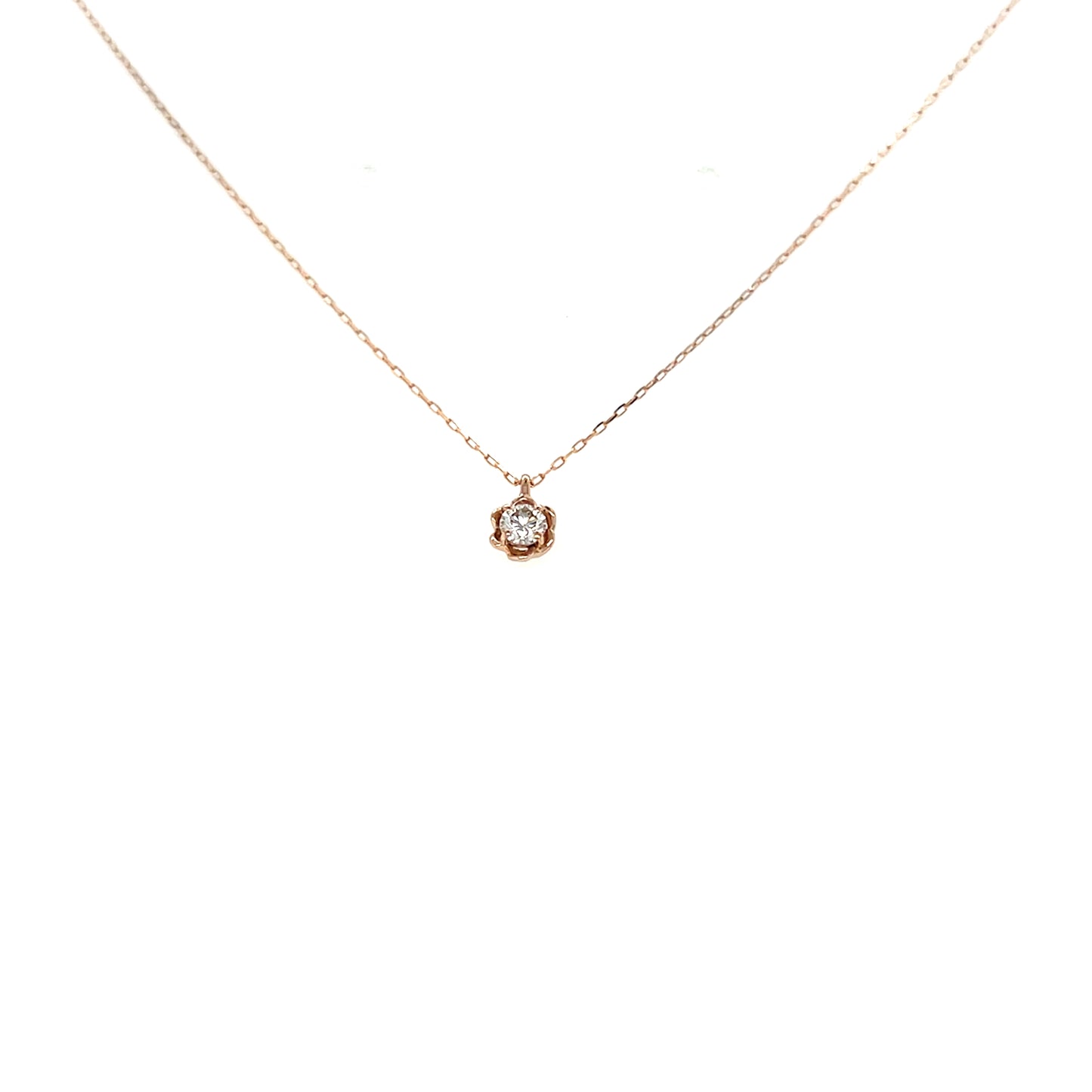 Single Dia Flower Necklace 0.1ct