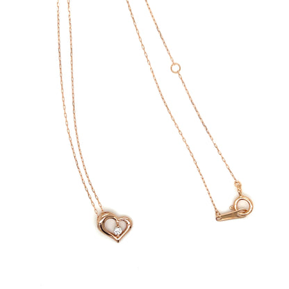 Single Dia Curved Heart Necklace 0.03ct