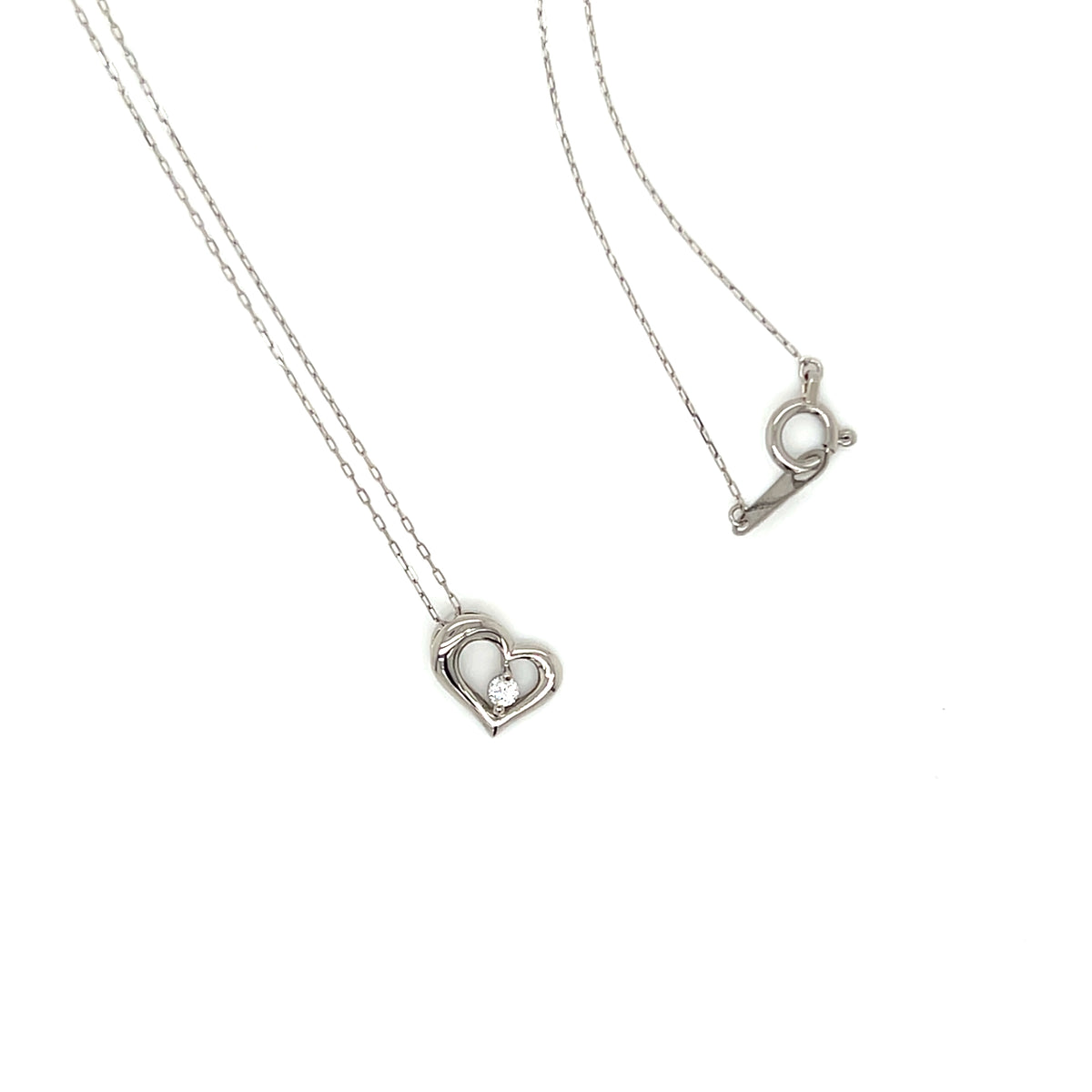 Single Dia Curved Heart Necklace 0.03ct