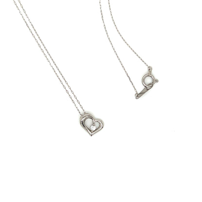 Single Dia Curved Heart Necklace 0.03ct