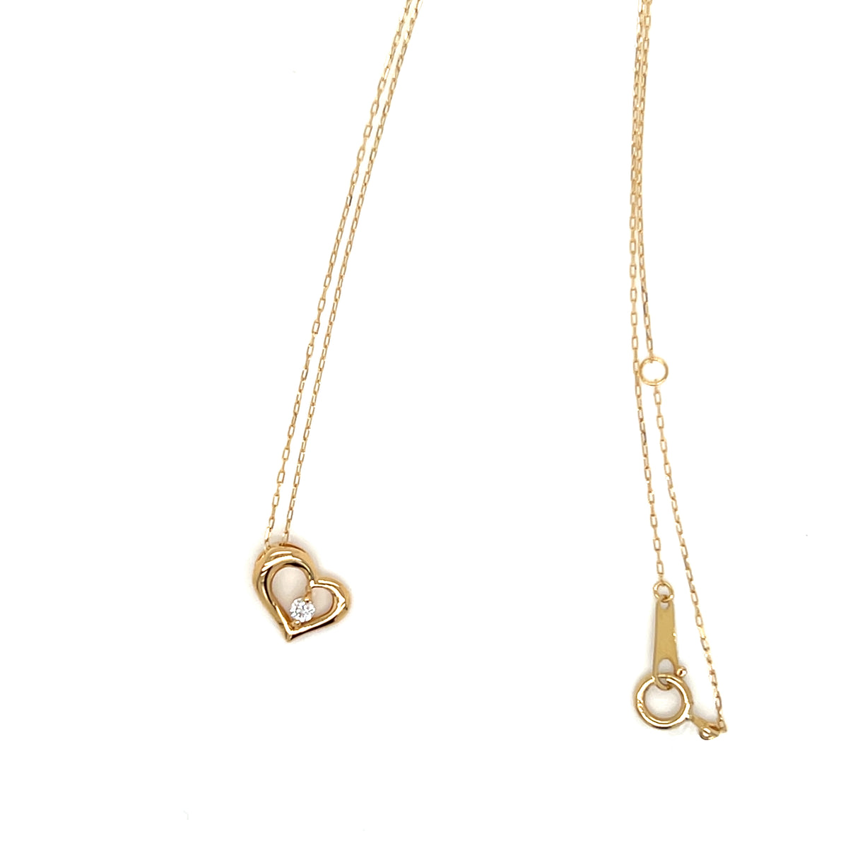 Single Dia Curved Heart Necklace 0.03ct