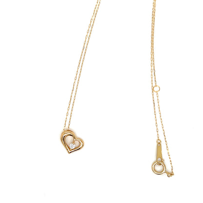 Single Dia Curved Heart Necklace 0.03ct