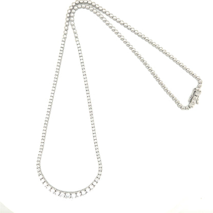 Platinum diamond Tennis necklace on a white background