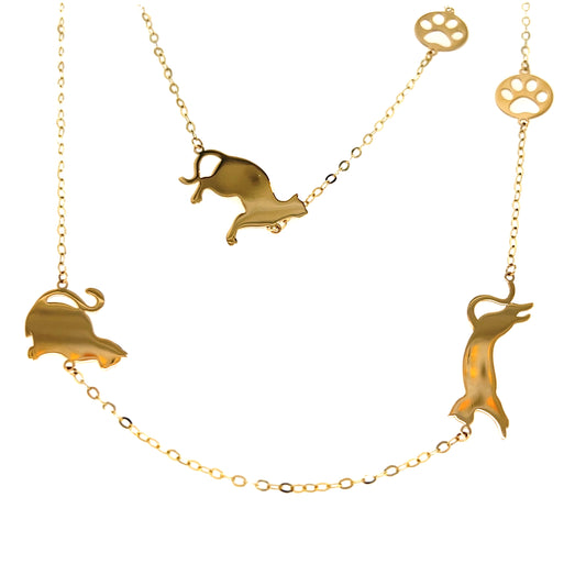Gold Long Cat Necklace