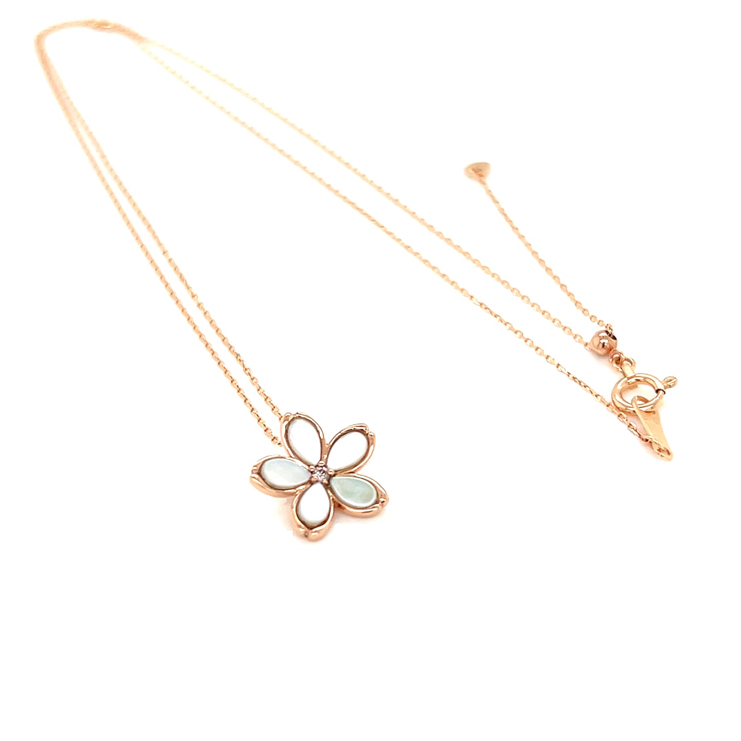 Pink Dia Sakura Mother of Pearl Necklace 0.01ct