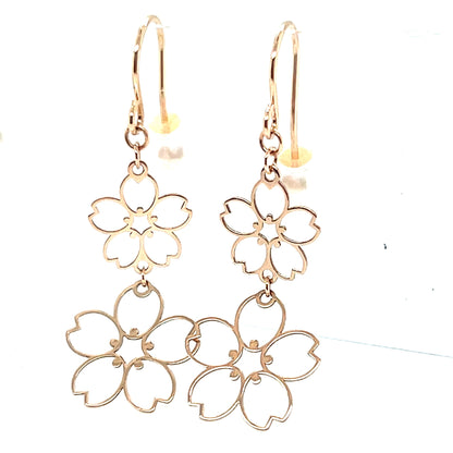 Gold Hollow Sakura Drop Earrings