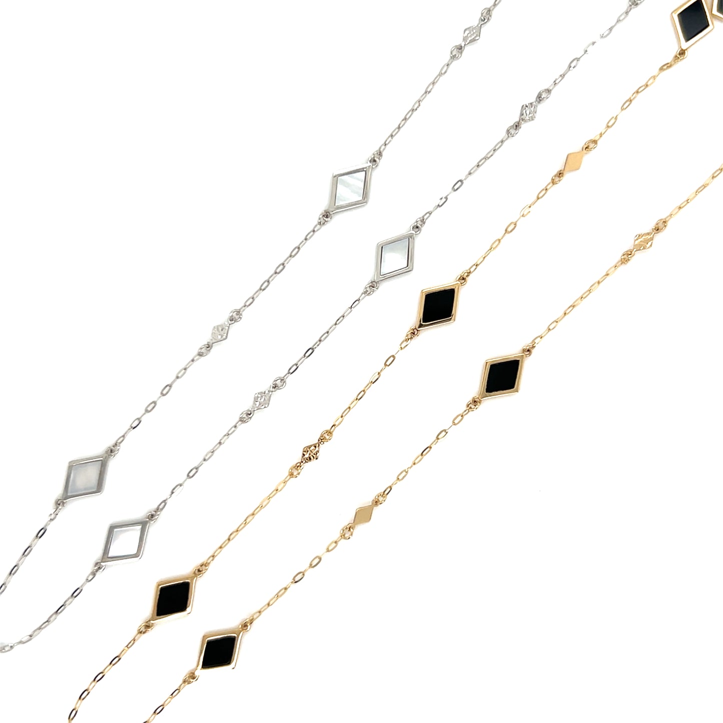 Rhombus Station Necklace - Mother of Pearl