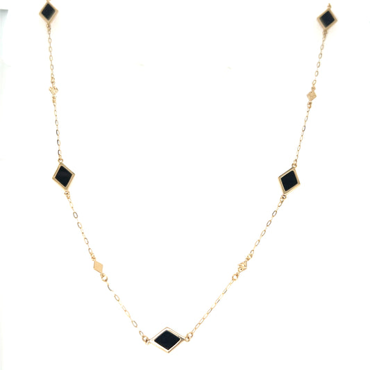 Rhombus Station Necklace - Oynx