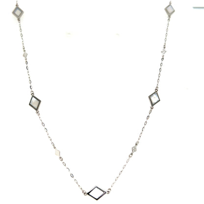 Rhombus Station Necklace - Mother of Pearl