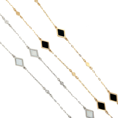 Rhombus Station Necklace - Mother of Pearl