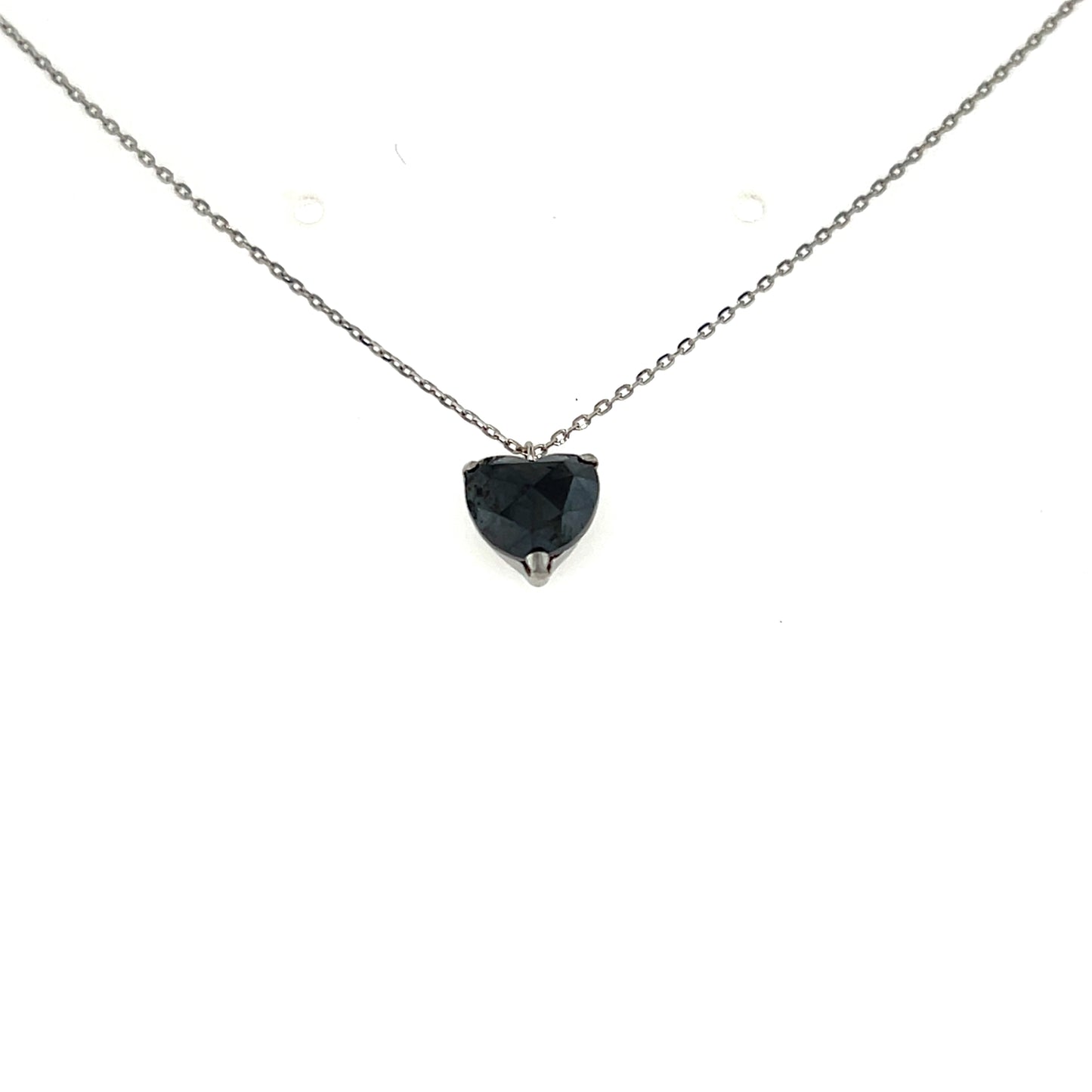 Heart Shaped Black Diamond Necklace 1ct