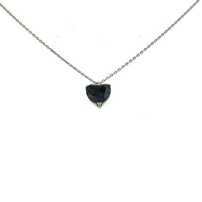 Heart Shaped Black Diamond Necklace 1ct