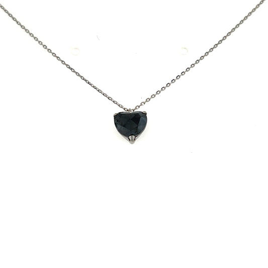 Heart Shaped Black Diamond Necklace 1ct