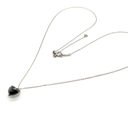 Heart Shaped Black Diamond Necklace 1ct
