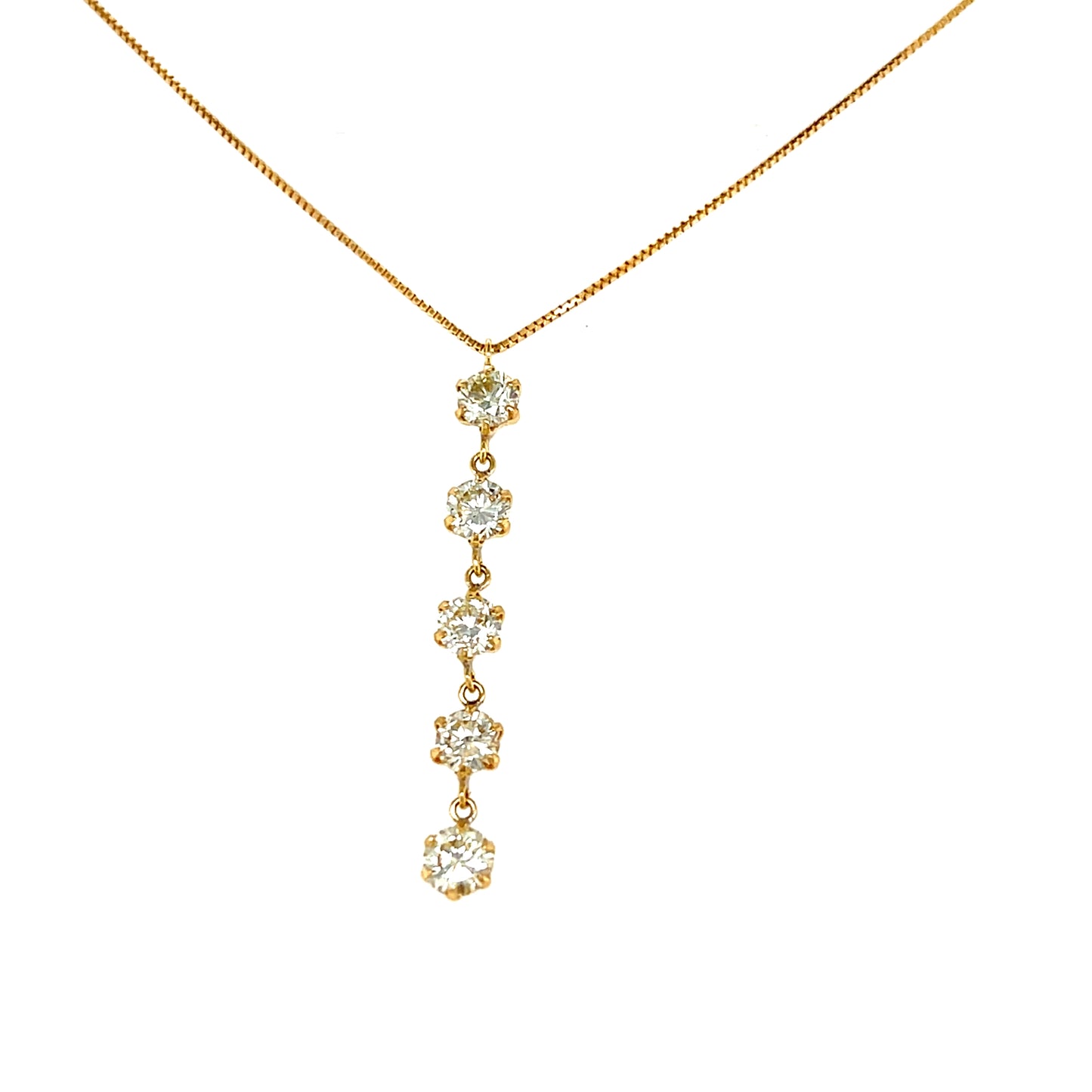 5 Dia Dangle Necklace 1ct